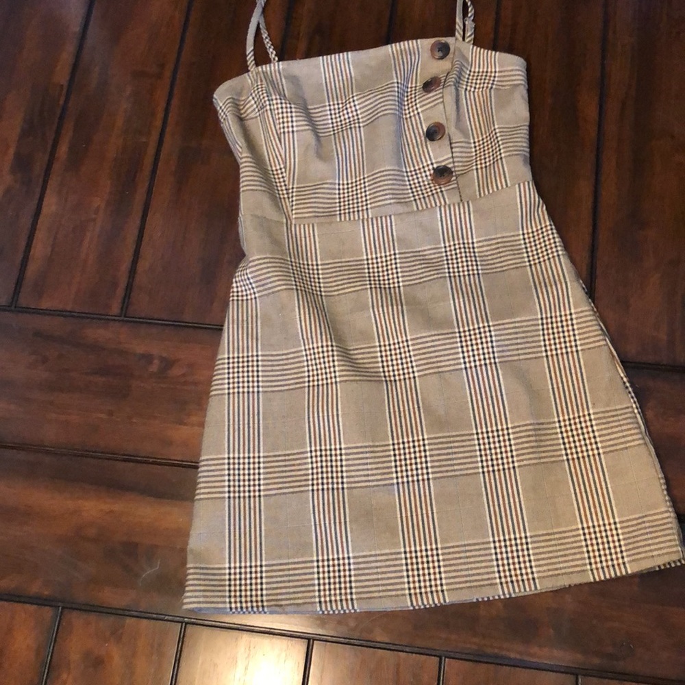 UO Mini Dress Size S - plaid zip up back.